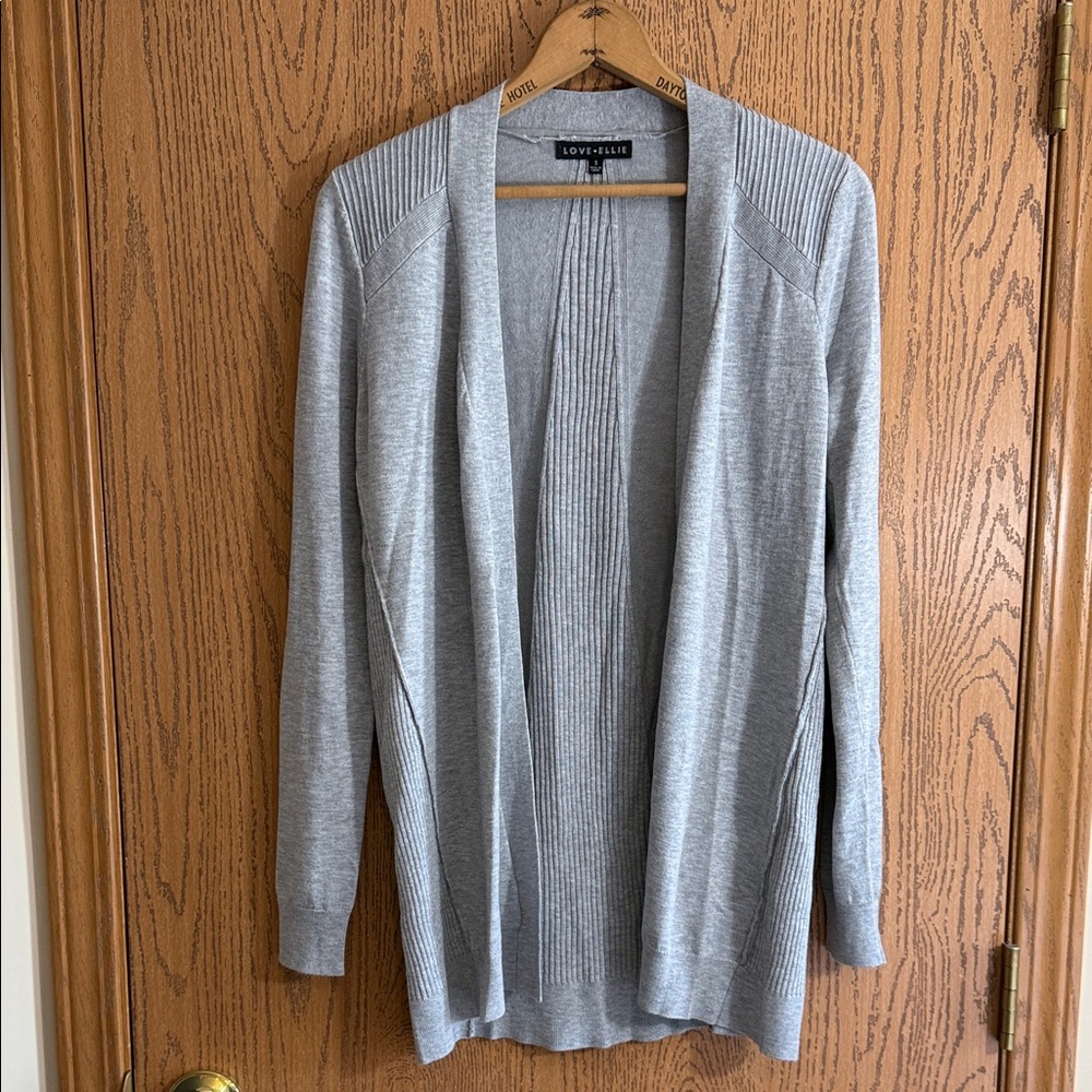 NWOT Love Ellie Stitch Fix Gray Ribbed Open Front Cardigan Small Layering